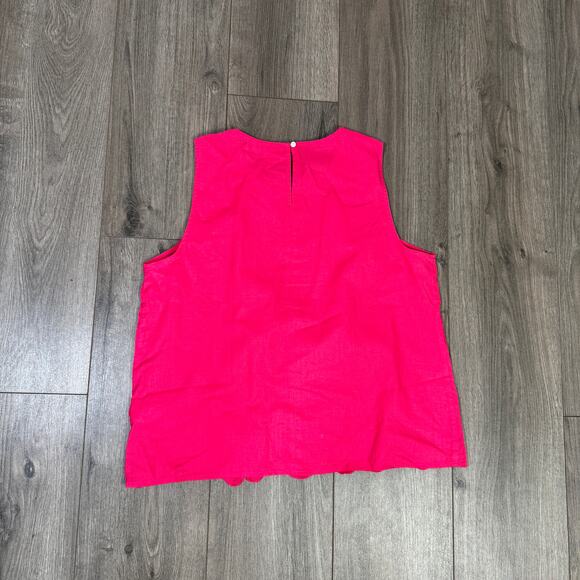 J.Crew Embroidered-Trim Shell Top WMNS M Snapdragon Pink Linen Cotton Sleeveless - Picture 8 of 10